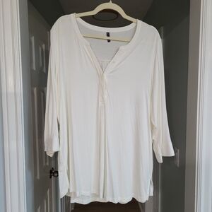 5/$20 NYDJ Not Your Daughters Jeans Blouse 1X White Henley